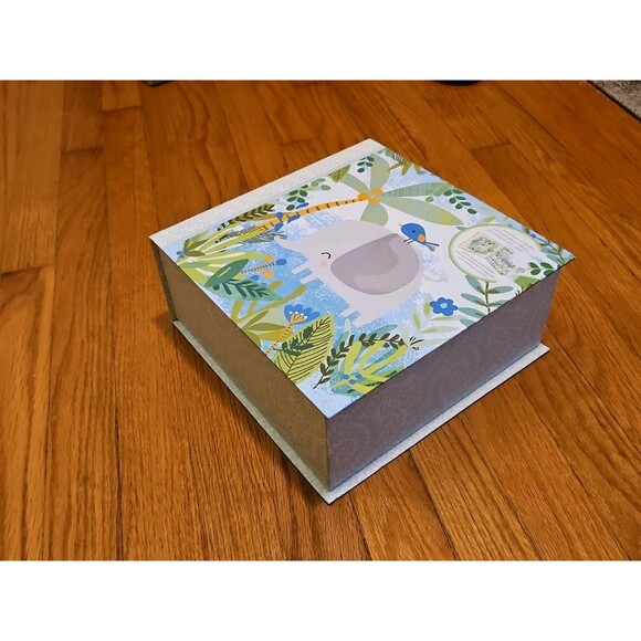 Lady Jayne Ltd Baby's First Keepsake Box Blue & Green Elephant Theme - Picture 2 of 11